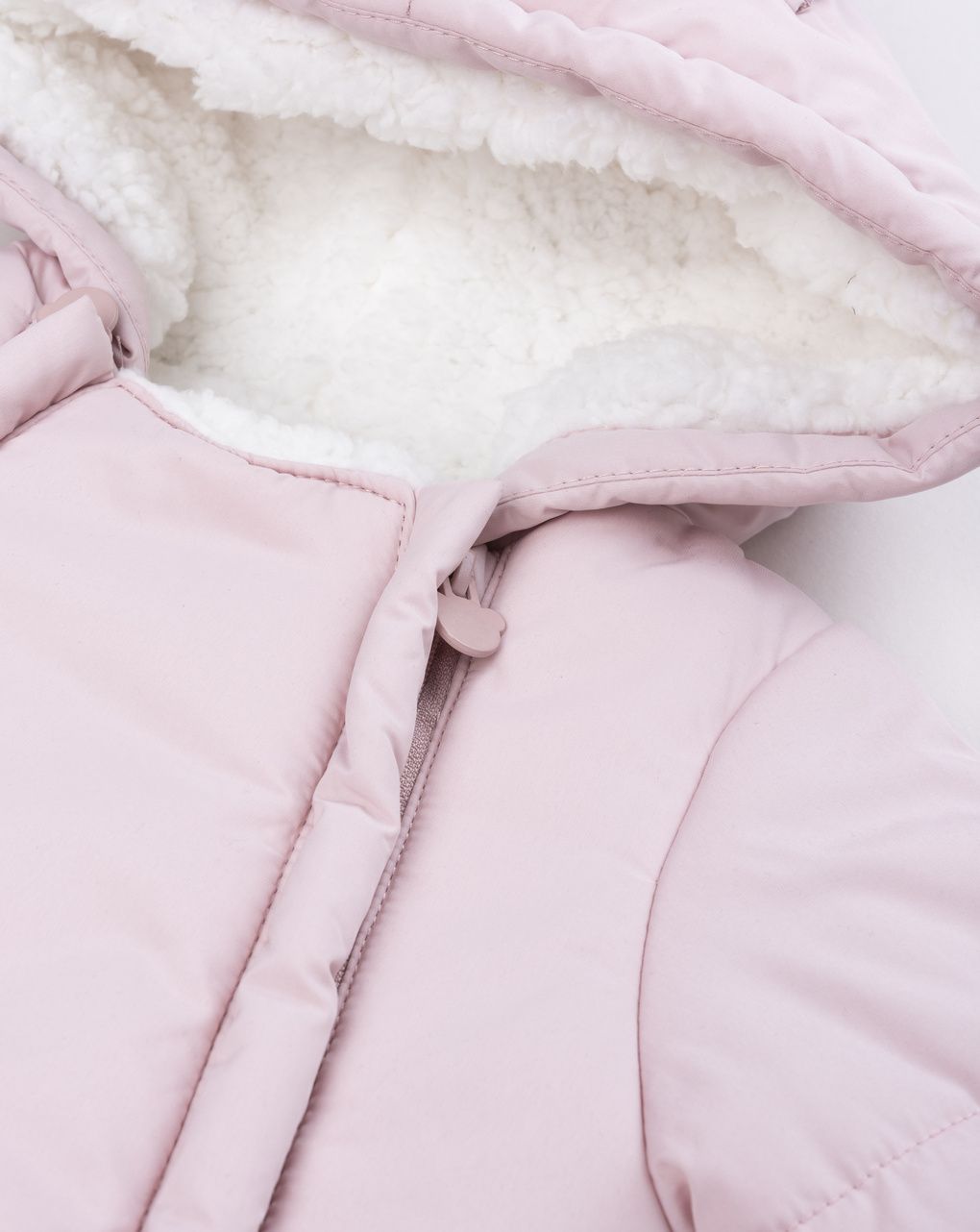 Sacco da neve per neonata con cappuccio rosa chiaro
