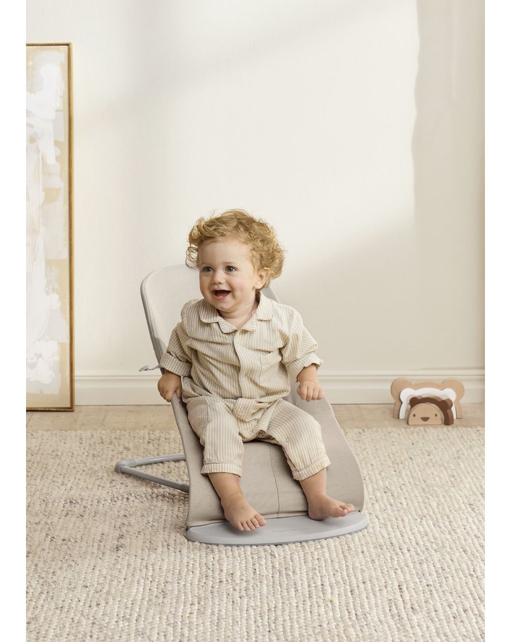 Sdraietta bliss tessuto melange beige chiaro - babybjorn
