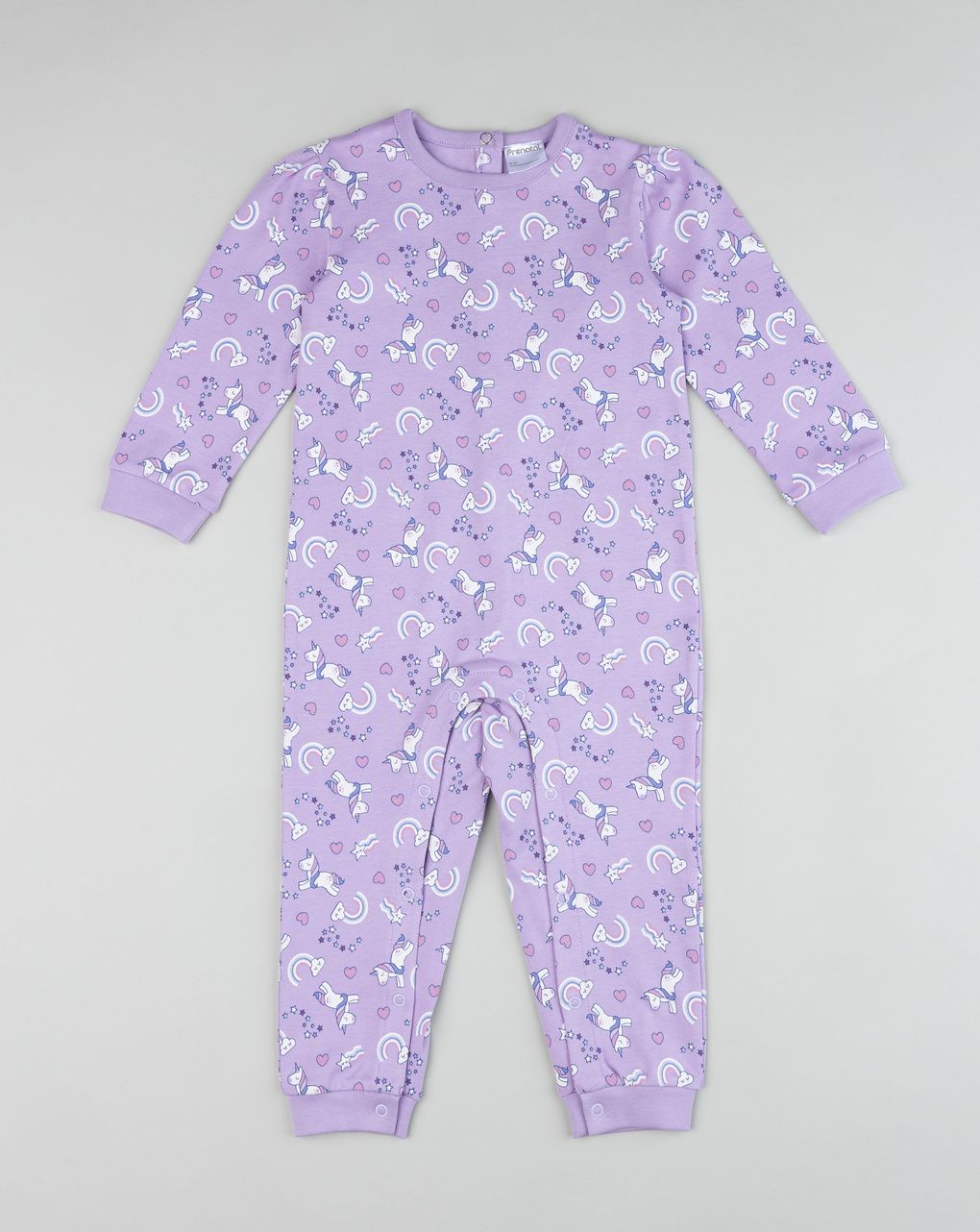 Pigiama interlock lungo bimba lilla "unicorni"