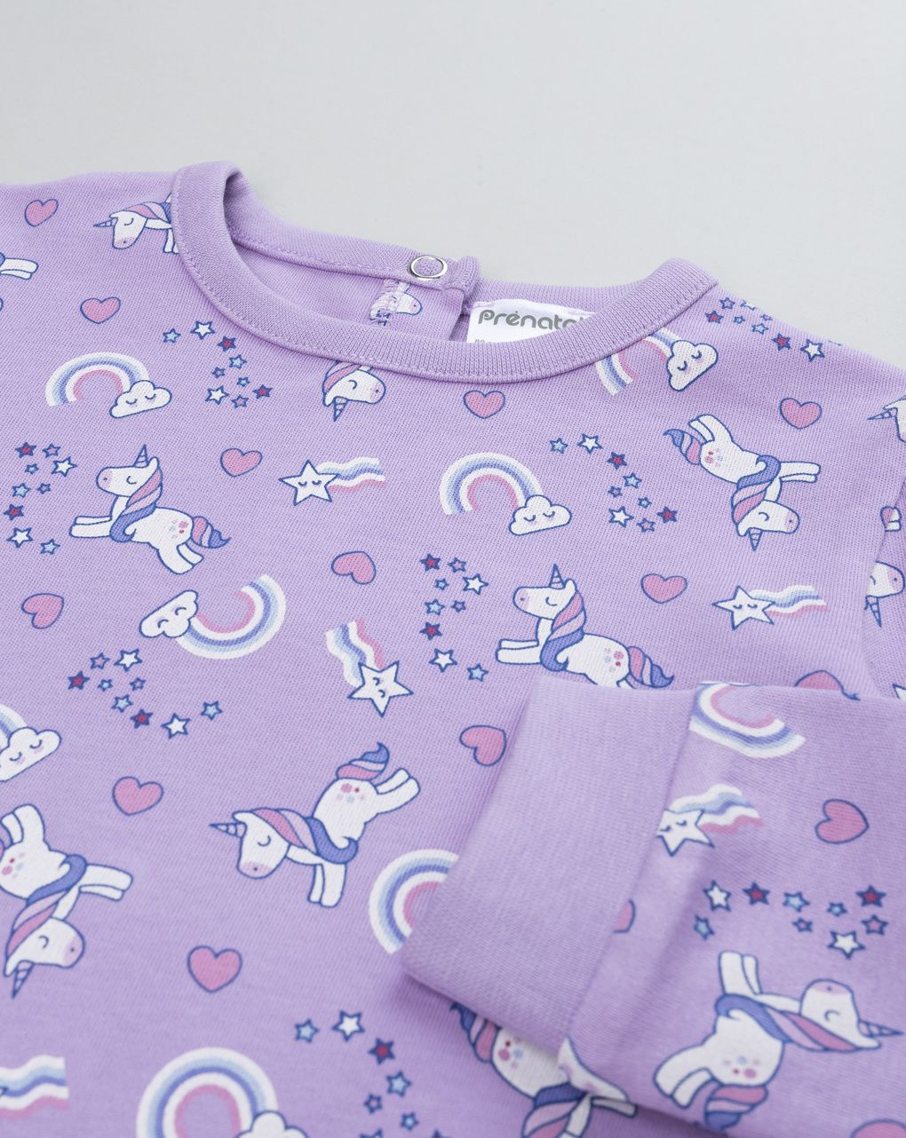 Pigiama interlock lungo bimba lilla "unicorni"