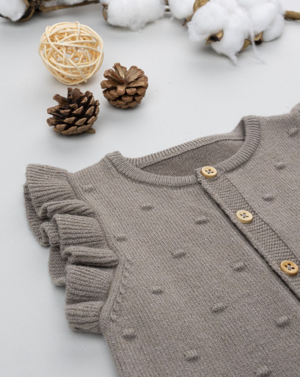 Salopette tricot marrone neonata