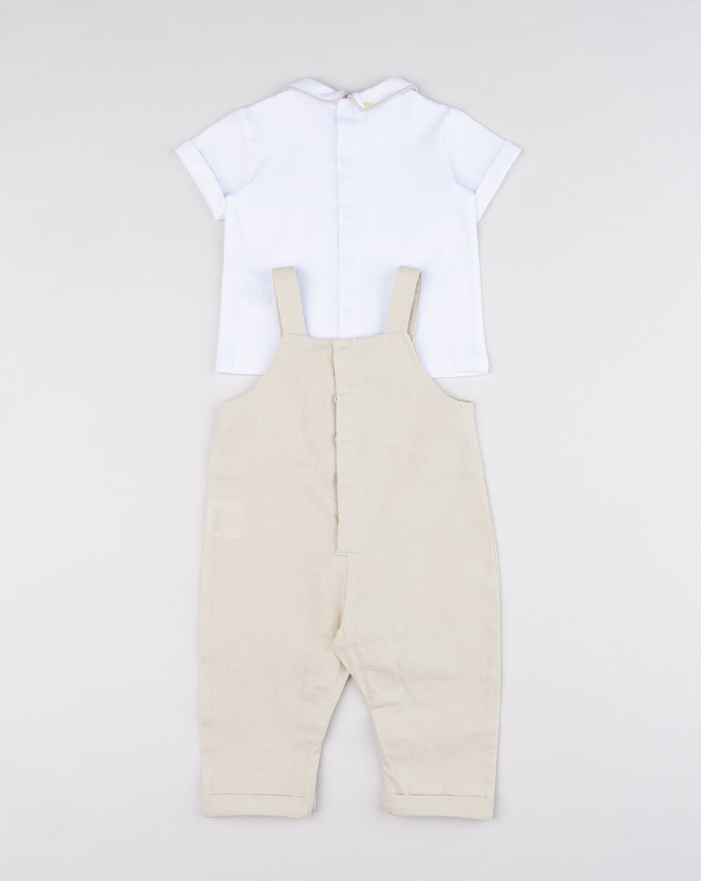 Completo neonato salopette in lino + t-shirt