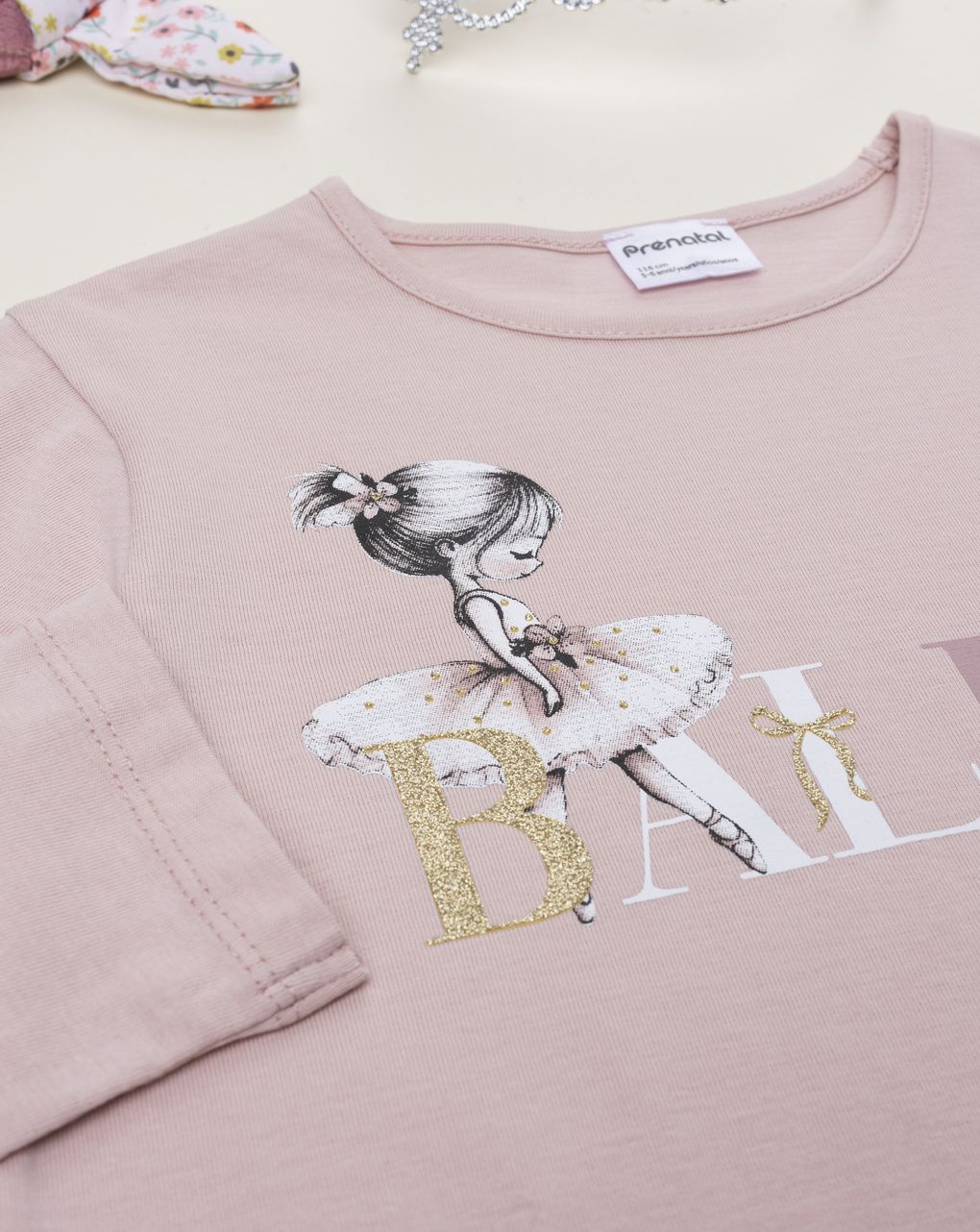 Maglia bimba rosa maniche lunghe stampata
