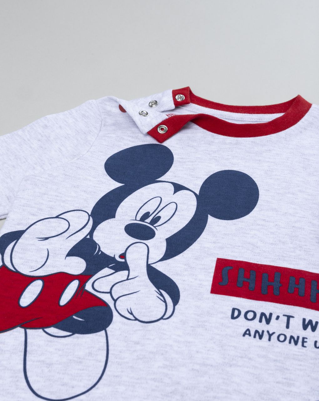 Pigiama lungo due pezzi bimbo grigio "mickey mouse"