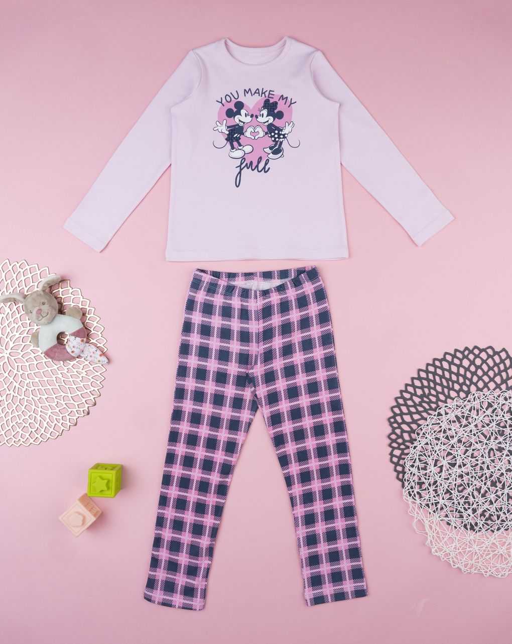 Pigiama lungo bambina rosa minnie