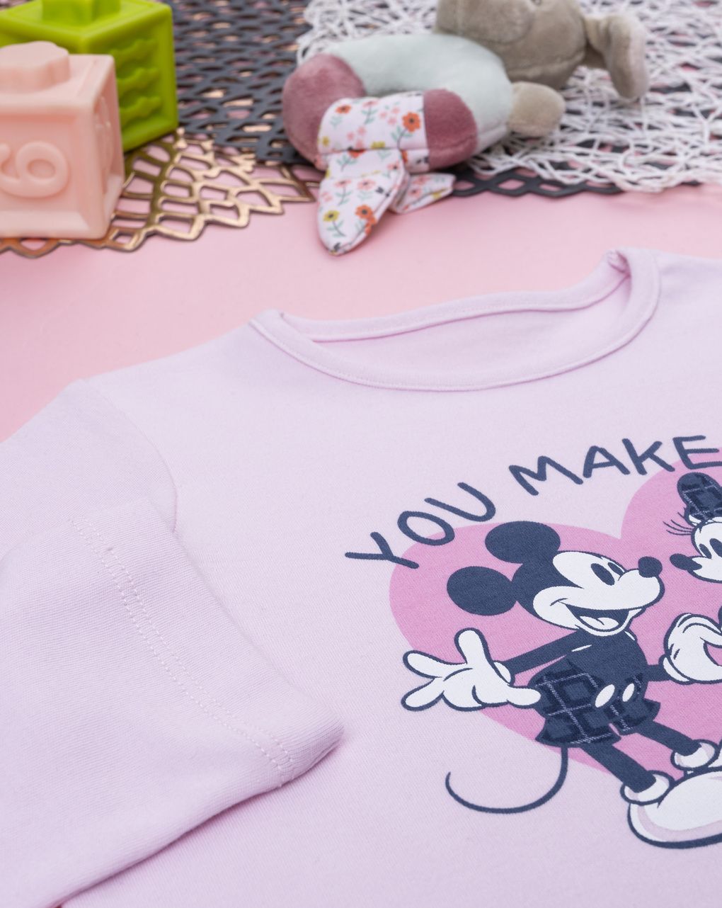 Pigiama lungo bambina rosa minnie