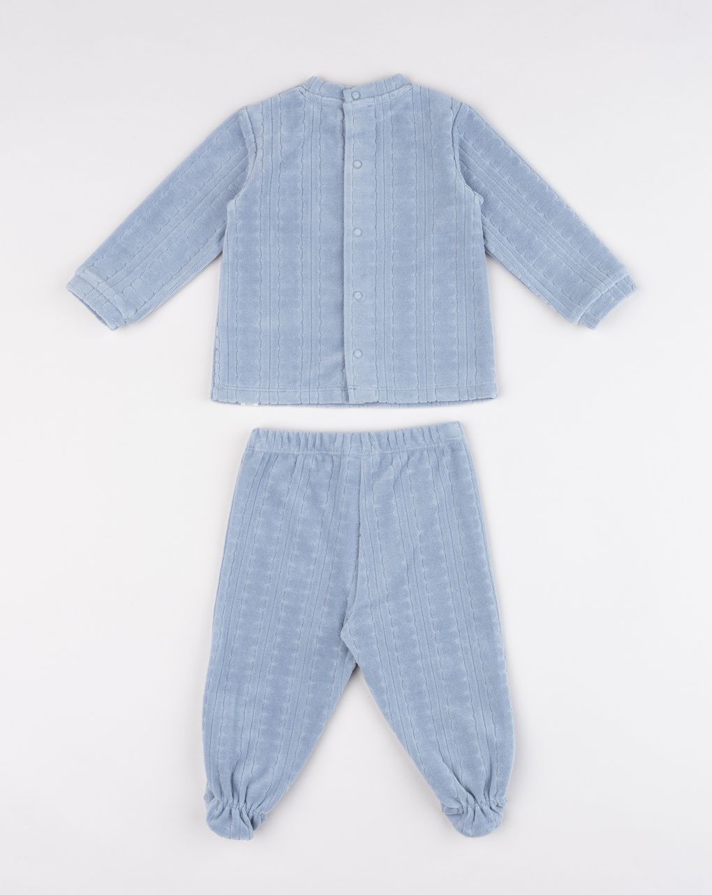 Completino in ciniglia maglia più pantalone azzurro