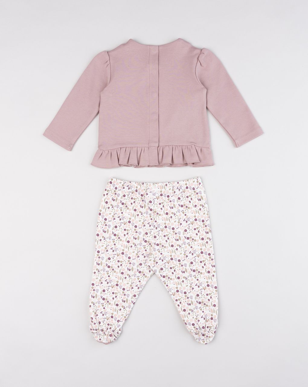 Combinato  due pezzi neonata interlock fiorellini