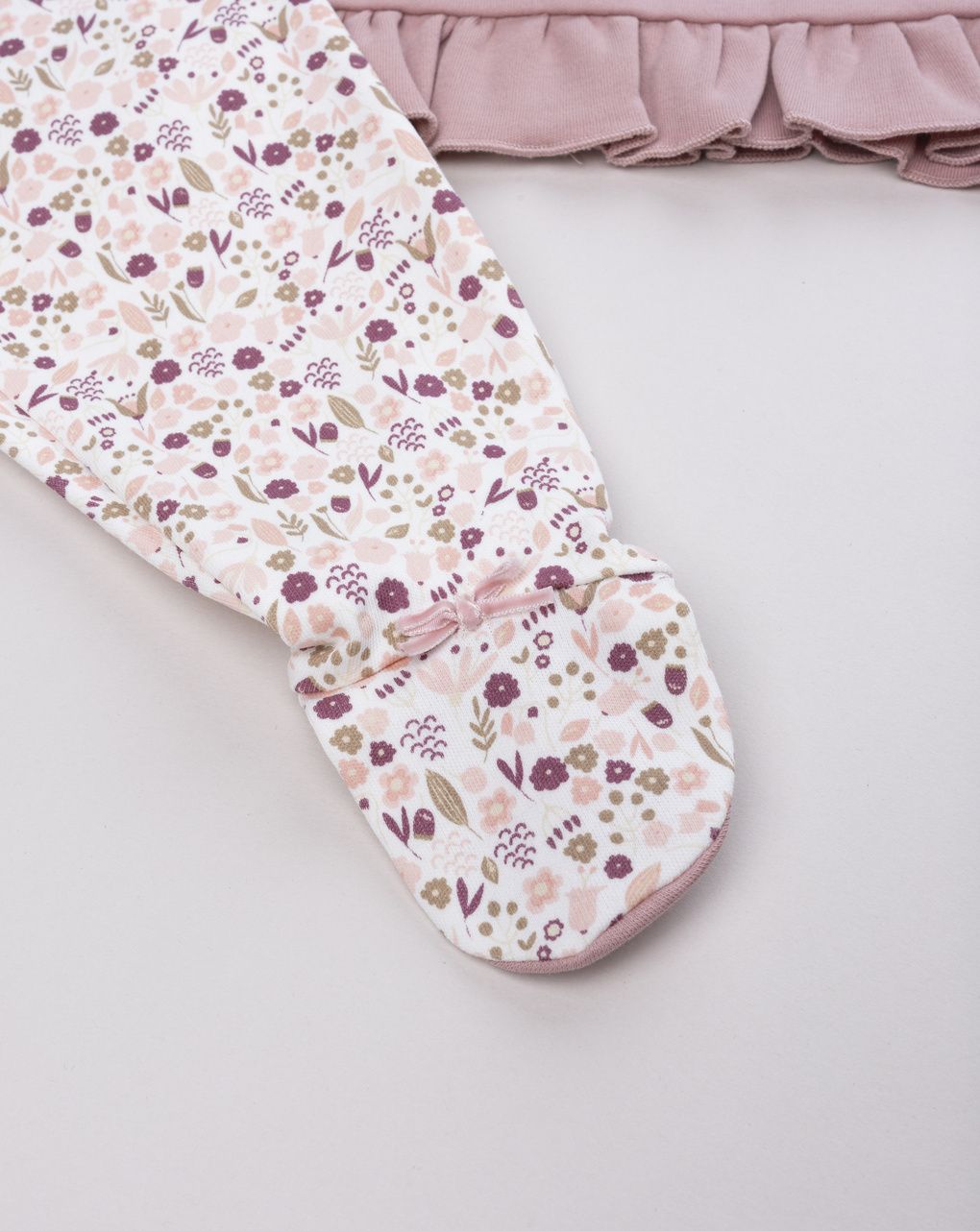 Combinato  due pezzi neonata interlock fiorellini