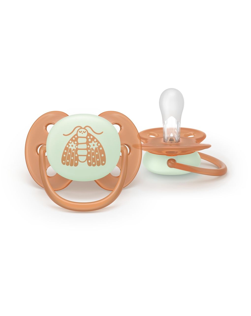 Succhietto ultra soft notte 0-6m cappuccio fluorescente no bpa per pelli sensibili - philips avent