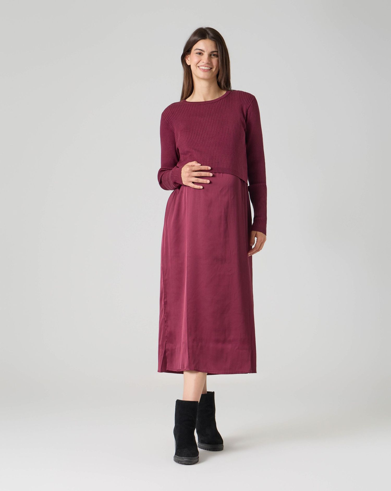 Completo aito allattamento e maglione bordeaux