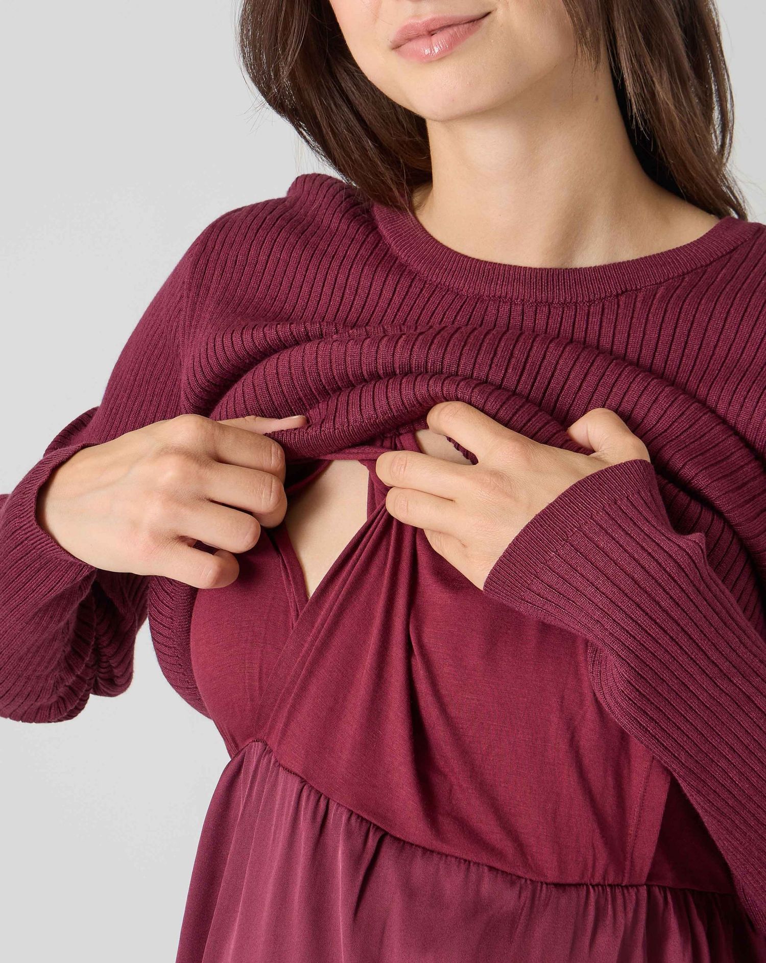 Completo aito allattamento e maglione bordeaux