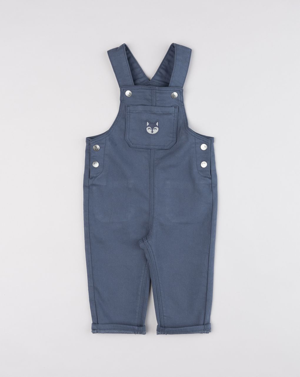 Salopette garzata bimbo blu denim con volpe