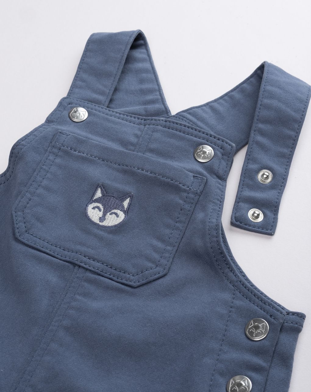 Salopette garzata bimbo blu denim con volpe