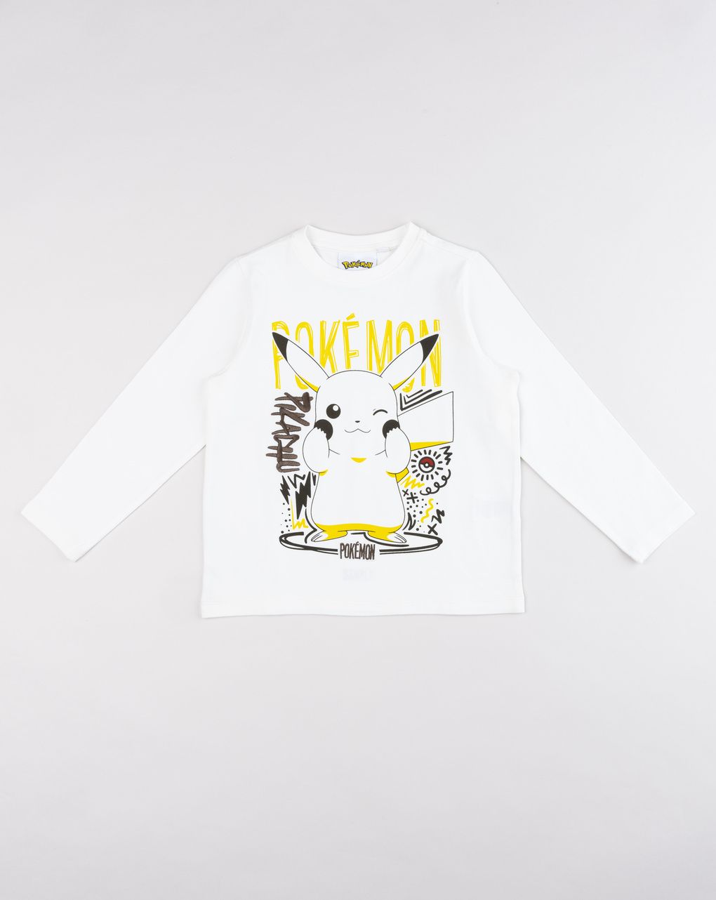 T-shirt bianca a maniche lunghe bambino "pokémon - pikachu sketch"