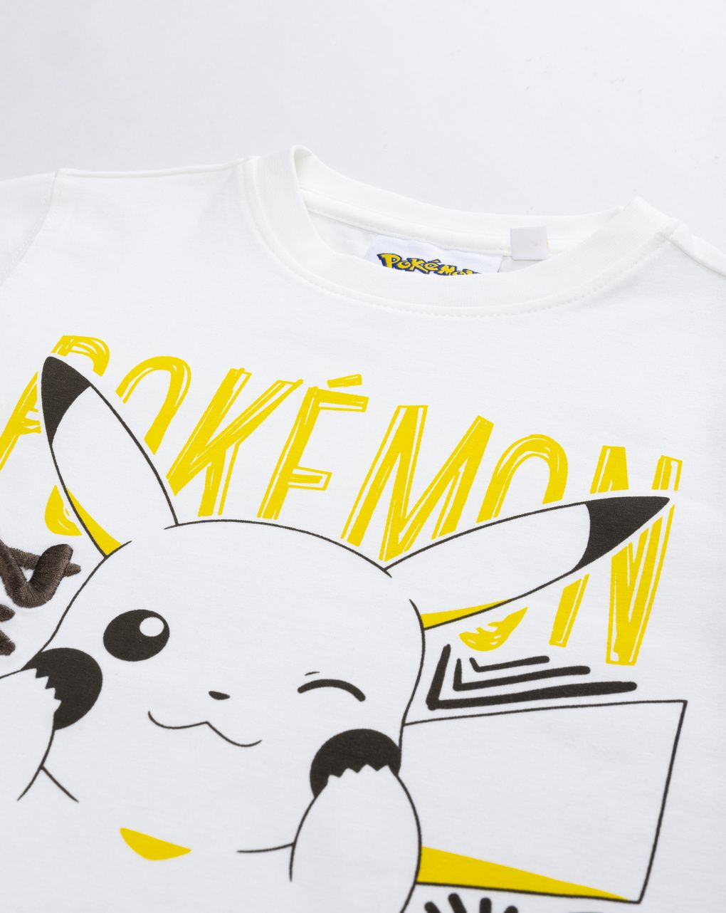 T-shirt bianca a maniche lunghe bambino "pokémon - pikachu sketch"