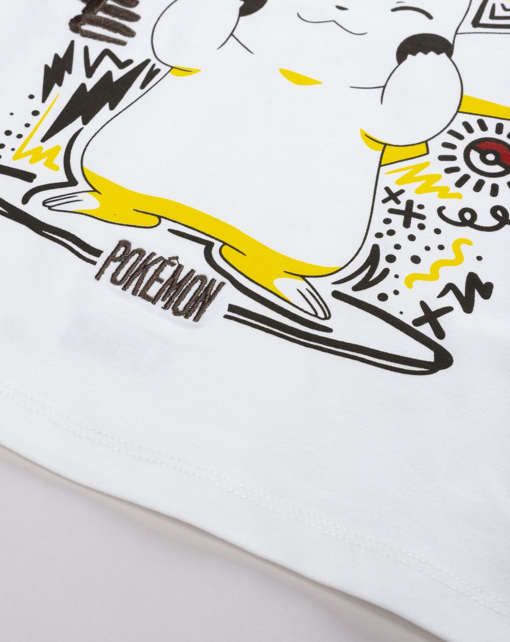 T-shirt bianca a maniche lunghe bambino "pokémon - pikachu sketch"