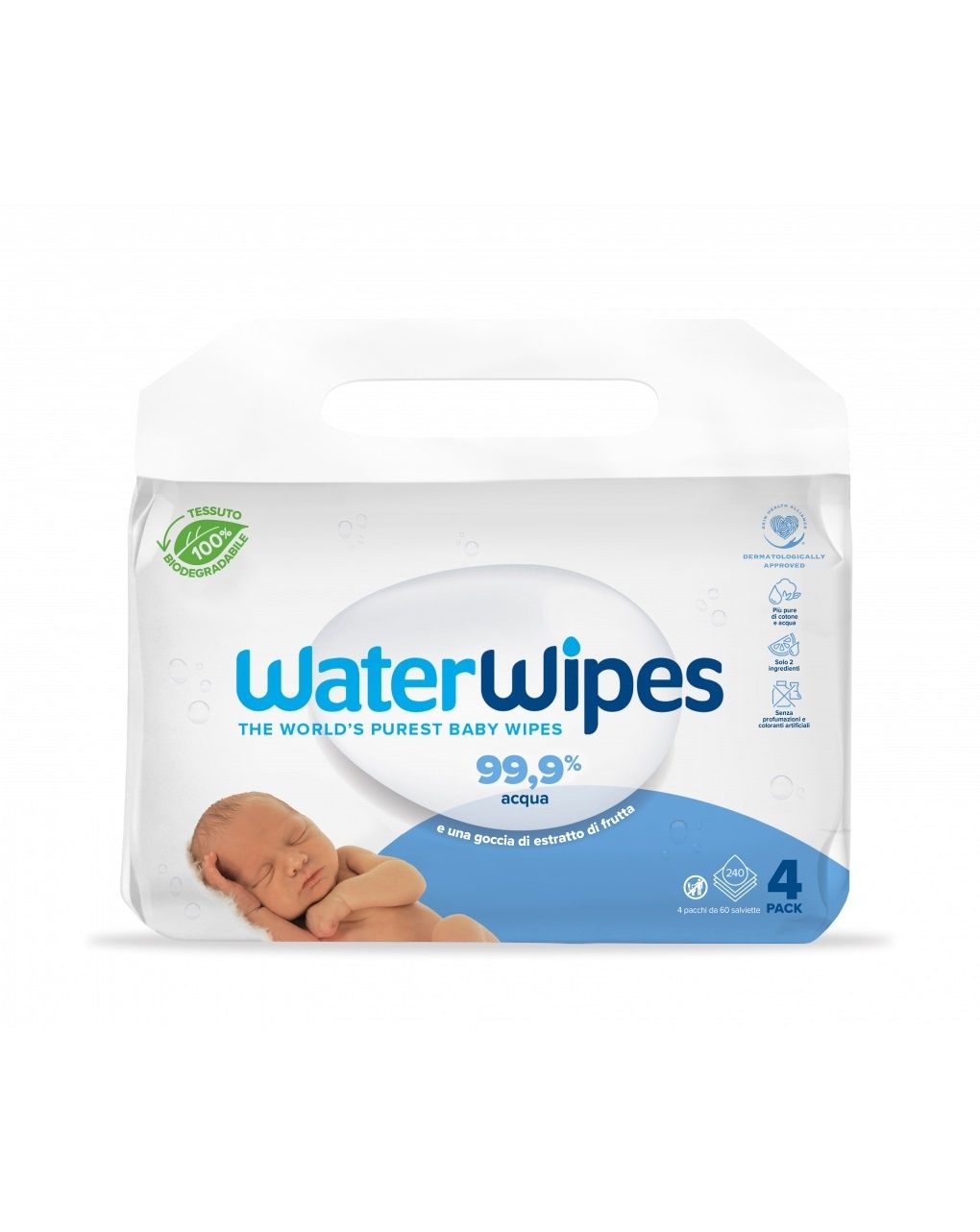 Salviette biodegradabili per bambini  – 4x60 (240 pezzi) - waterwipes
