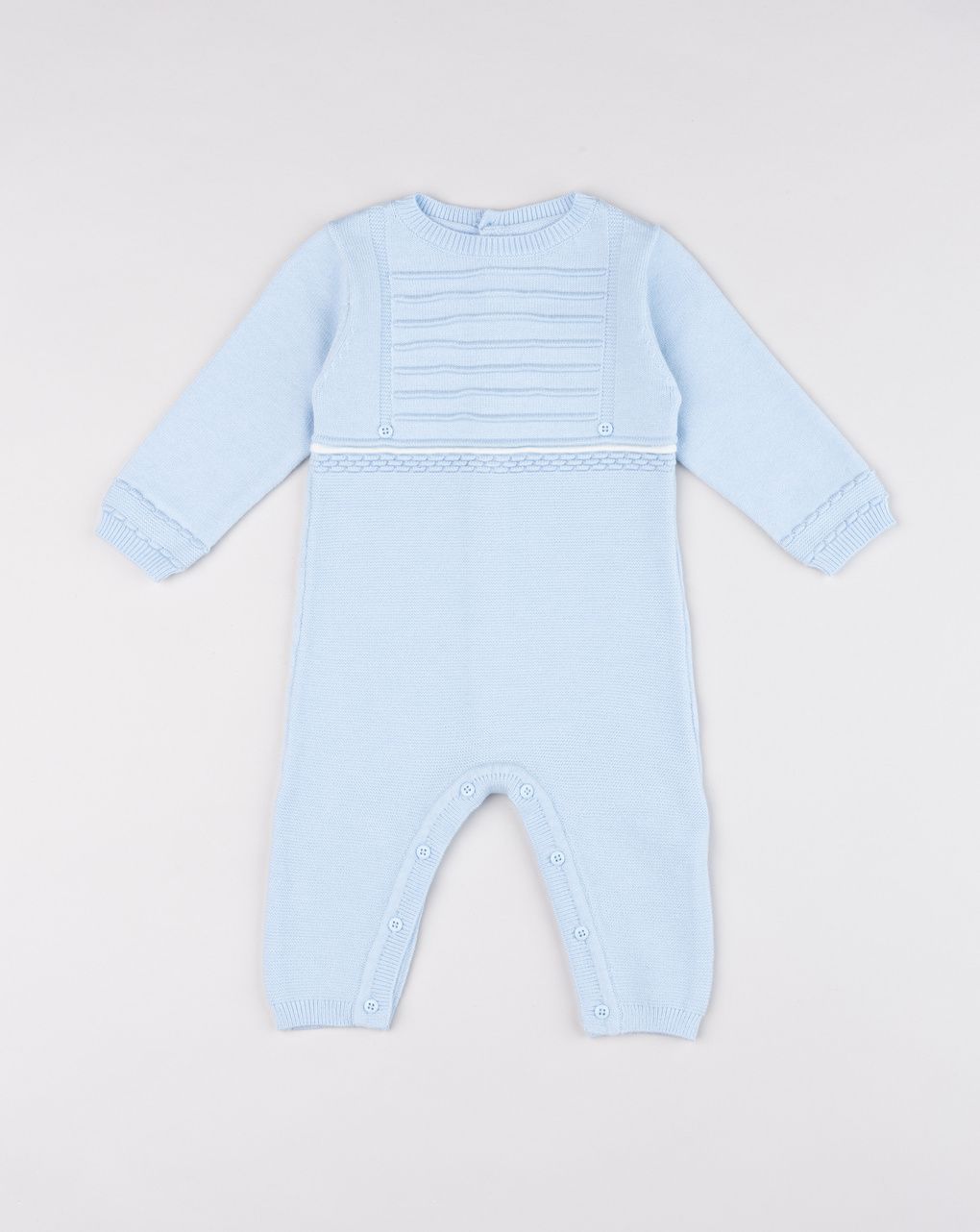 Tutina tricot da neonato celeste in maglieria morbida
