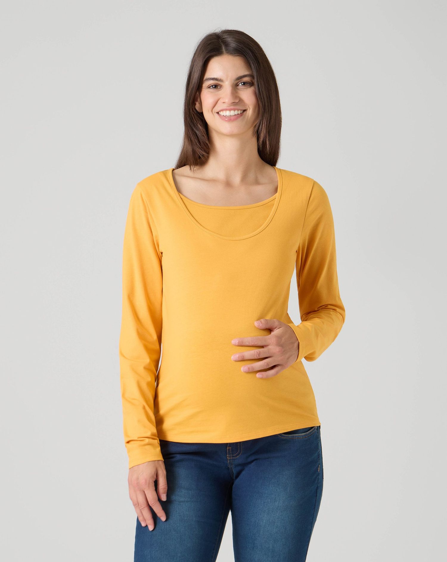 T-shirt allattamento a maniche lunghe giallo