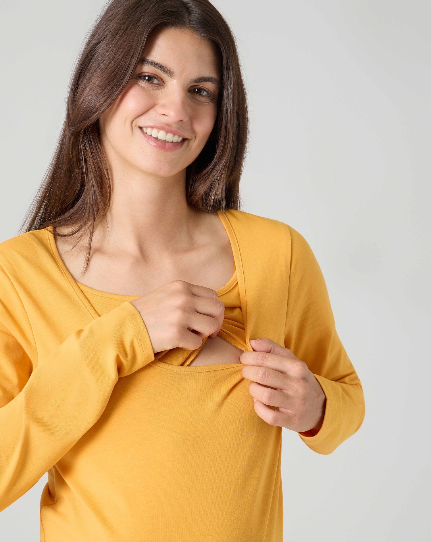 T-shirt allattamento a maniche lunghe giallo