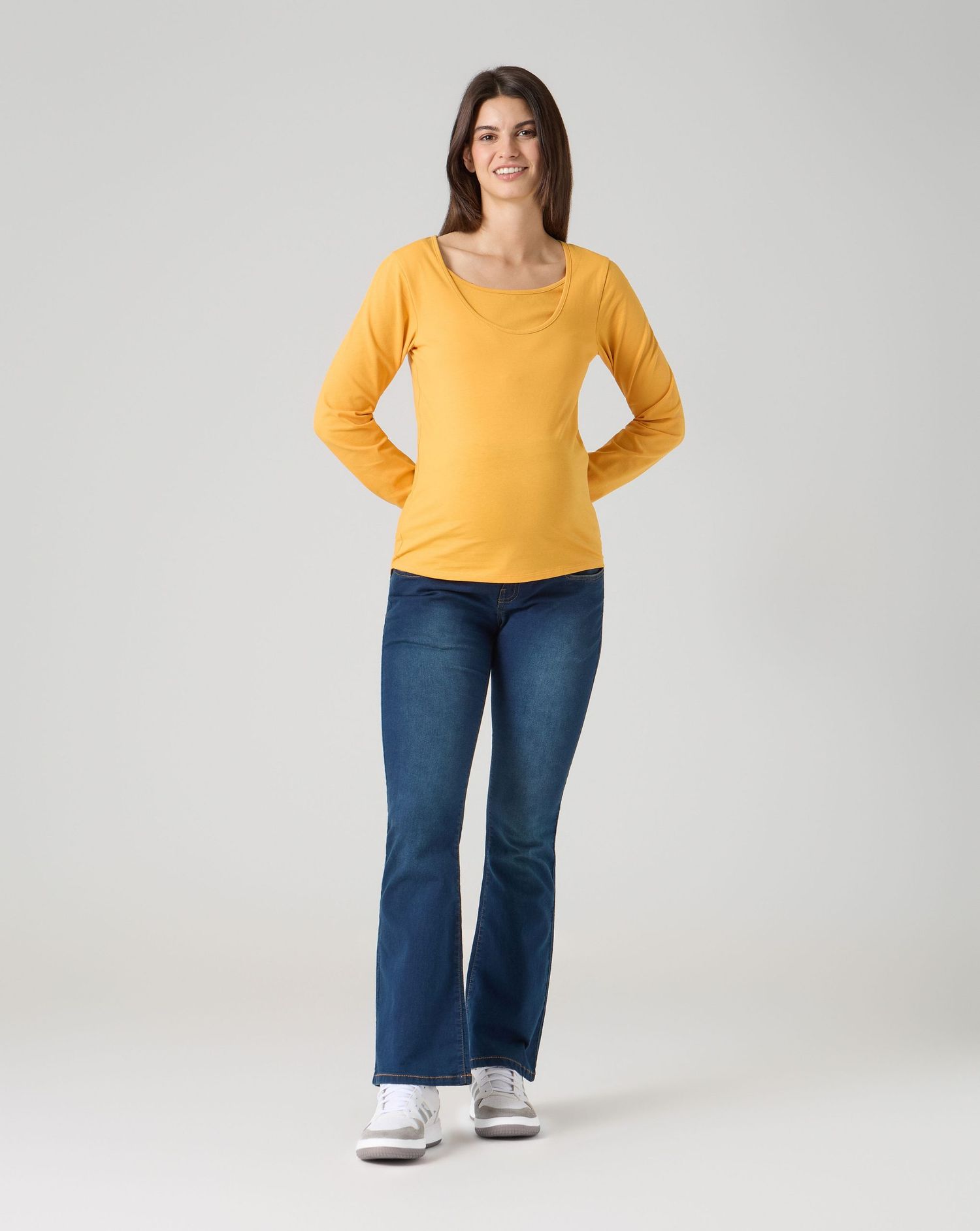 T-shirt allattamento a maniche lunghe giallo