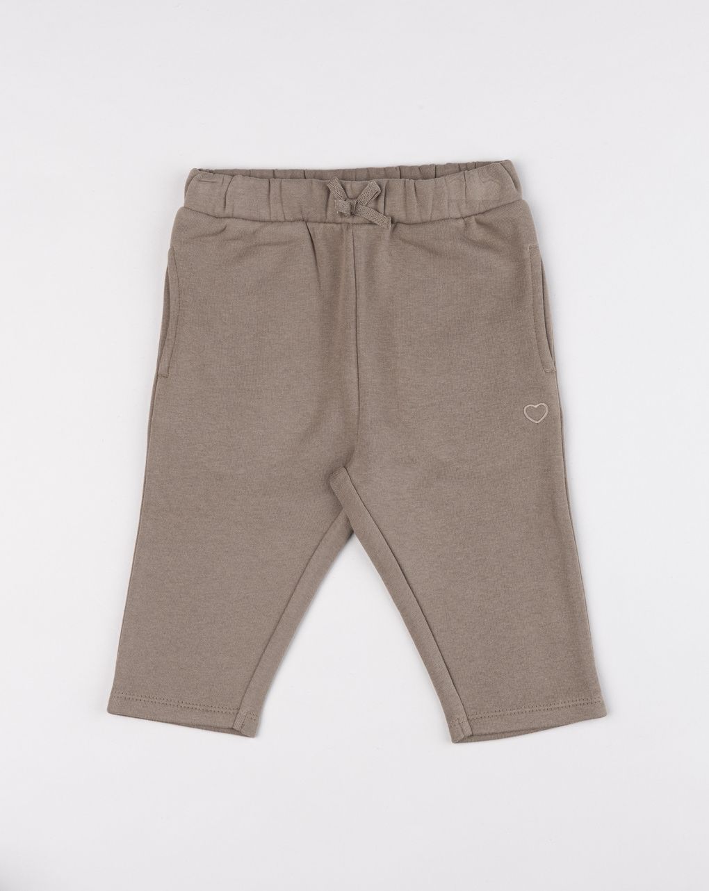 Pantalone jogger morbido bimba color nocciola con cuore