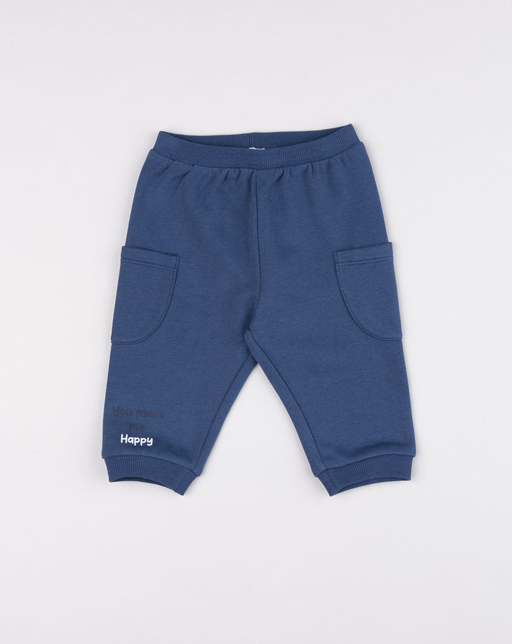Pantalone bimbo blu con tasche a toppa