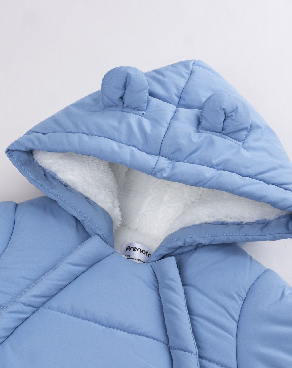 Sacco neve da neonato azzurro invernale con cappuccio