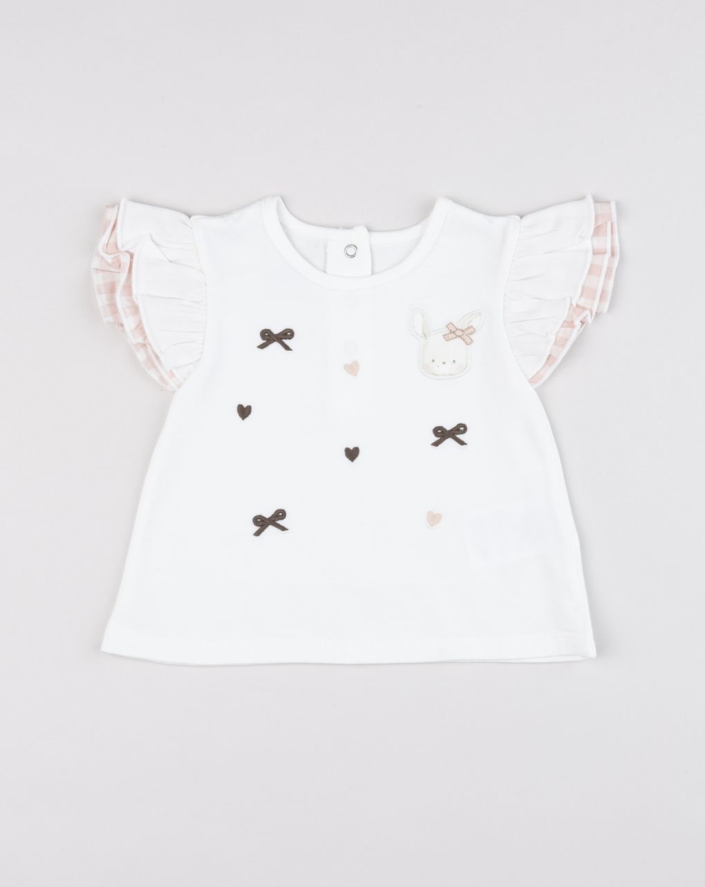 T-shirt panna bimba con maniche ad aletta