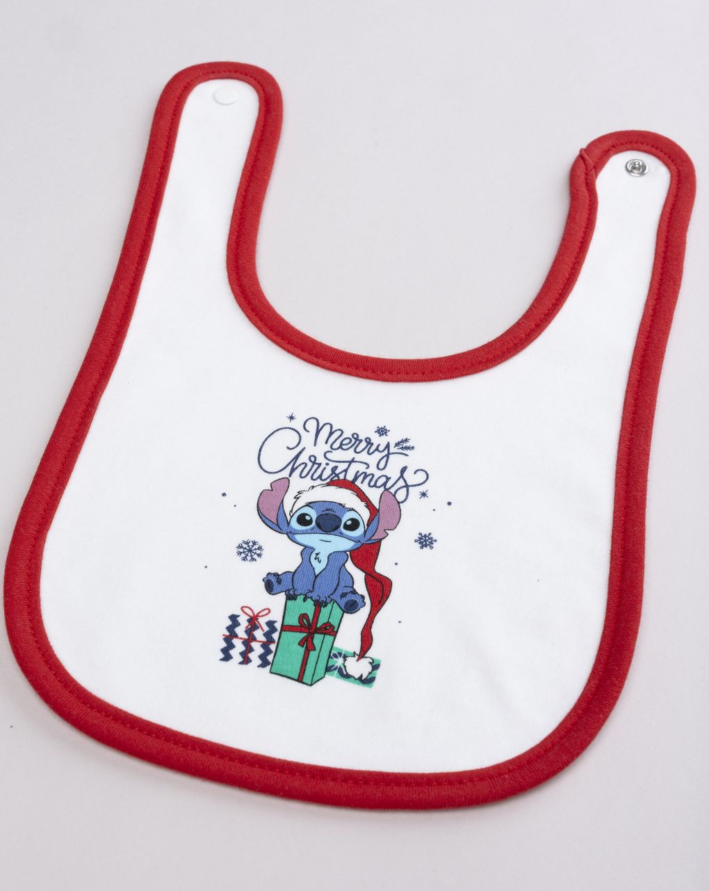 Bavaglino natalizio bianco e rosso serie stitch