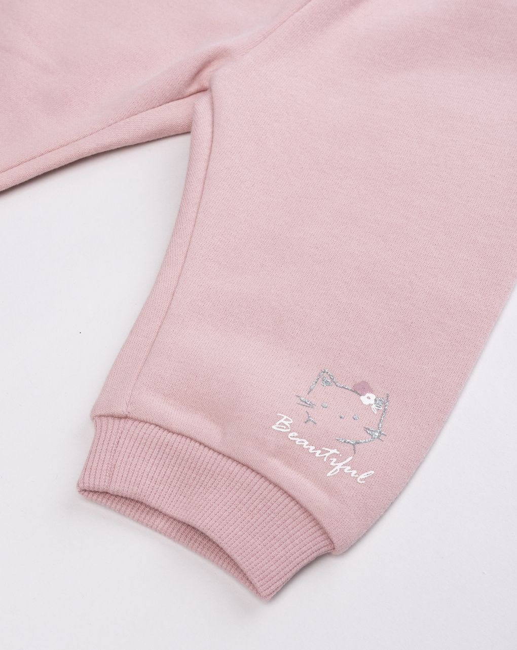 Pantalone felpato neonata rosa con scritta "beautiful"