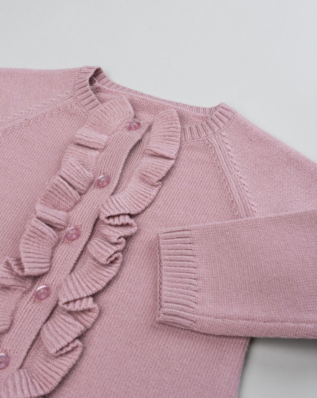 Tutina tricot bimba vinaccia con rouches