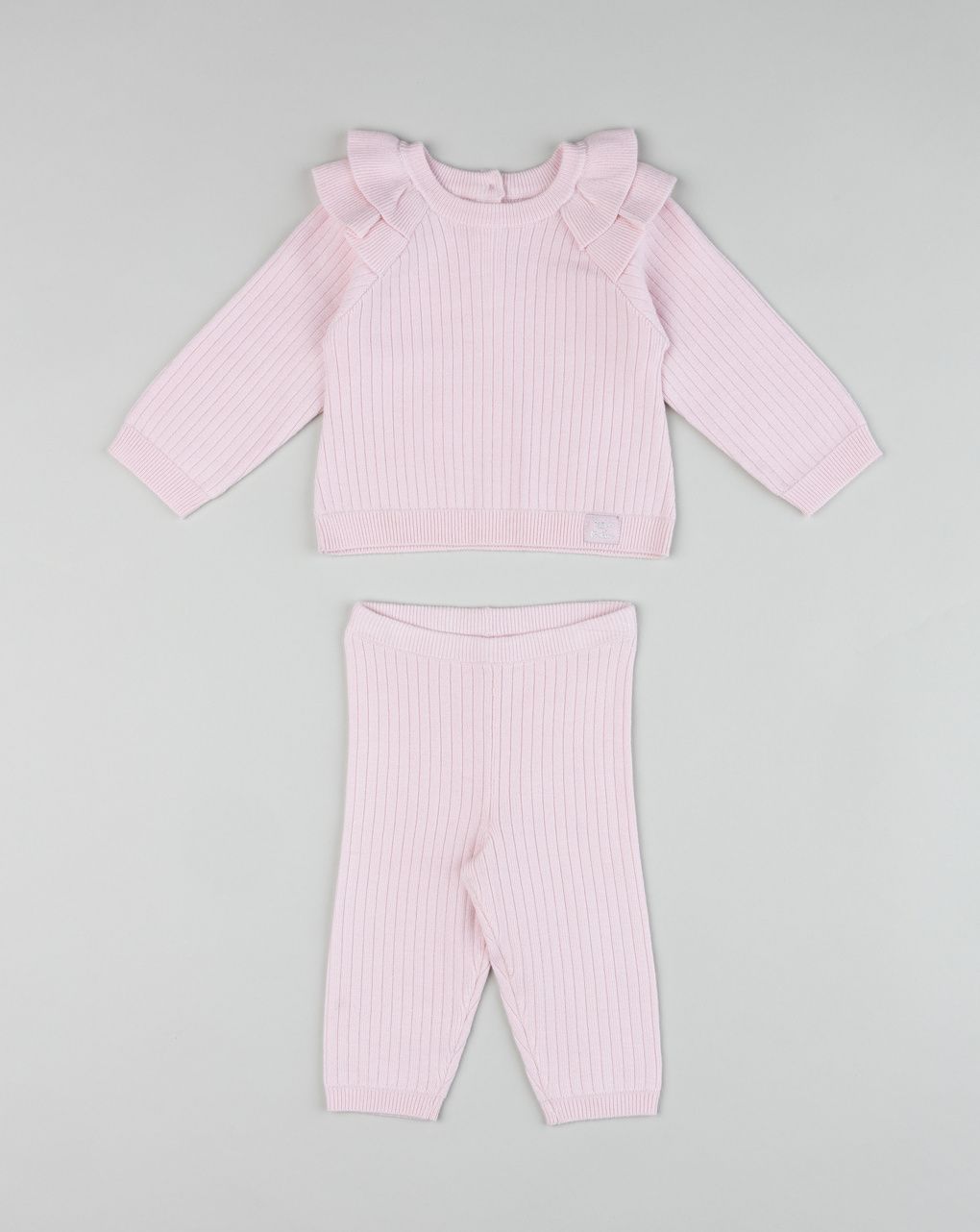 Set 2 pezzi tricot rosa da neonata in maglia