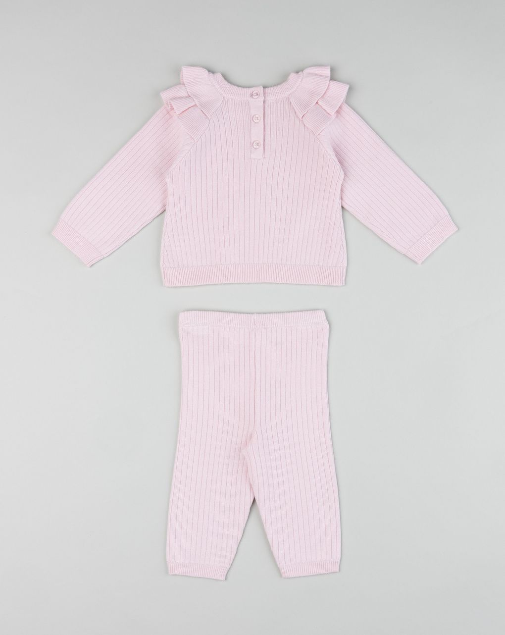 Set 2 pezzi tricot rosa da neonata in maglia