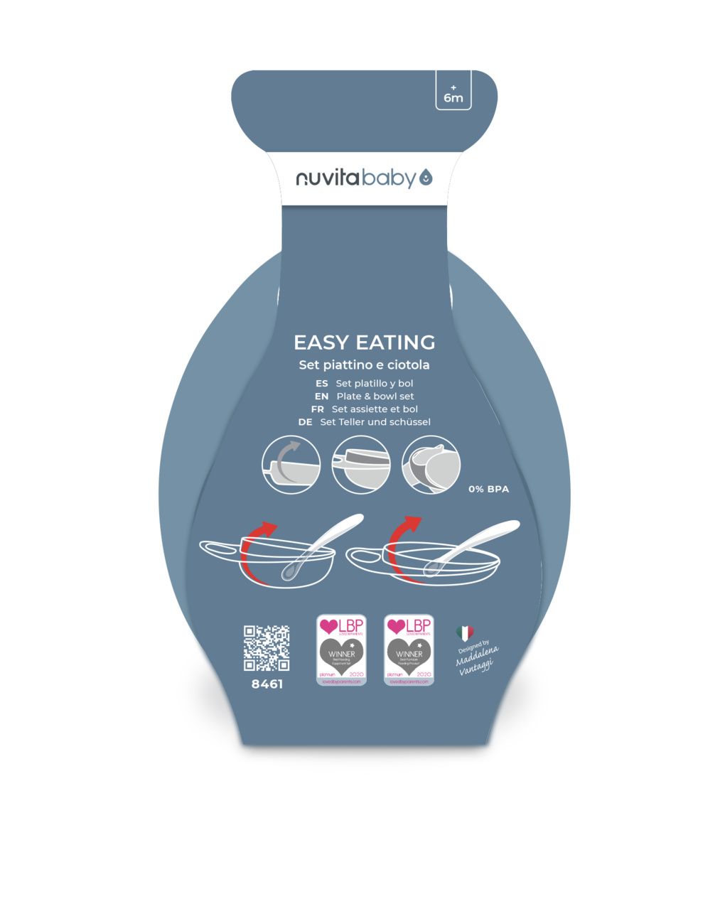 Set piattino e ciotola per svezzamento easy eating - 8461 / powder blue - nuvita