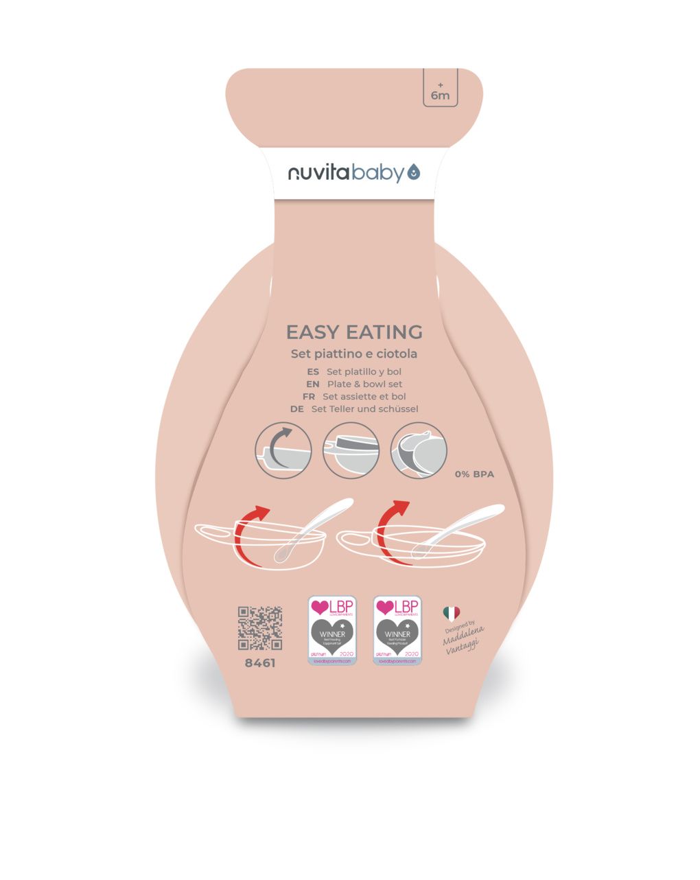 Set piattino e ciotola per svezzamento easy eating - 8461 / english rose - nuvita