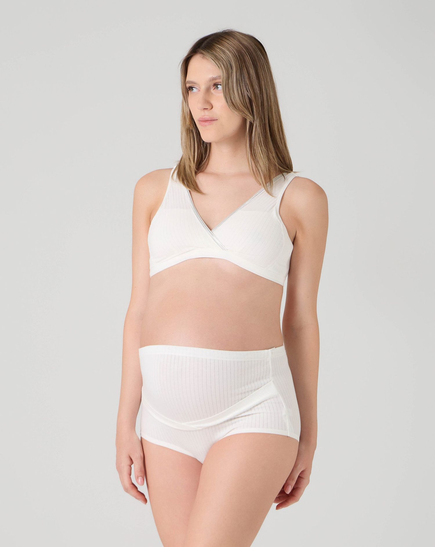 Reggiseno premaman costina bianco con coppa removibile