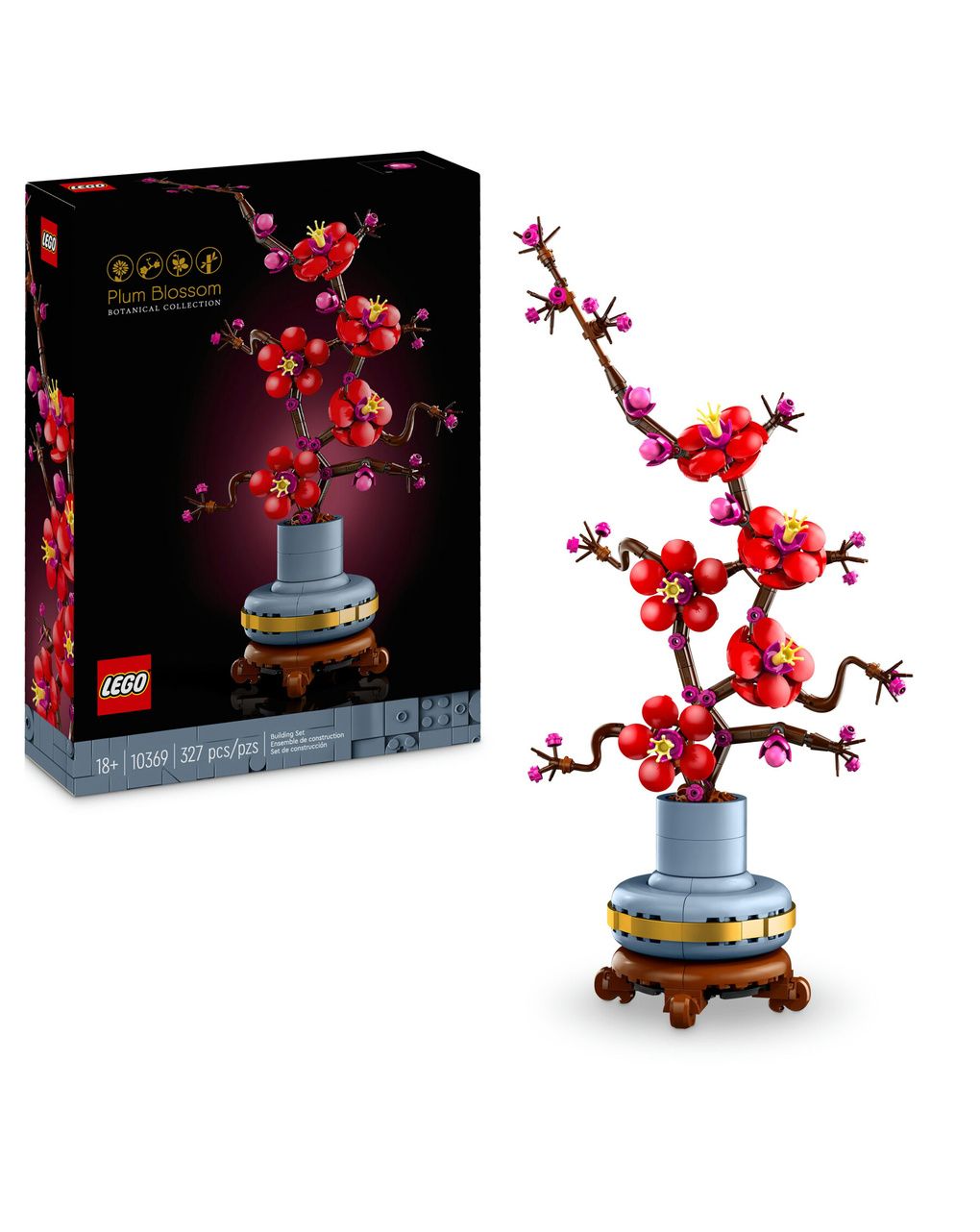 Lego icons 10369 albicocco giapponese, fiore finto artificiale da costruire per adulti, idea regalo per donna, uomo, lei o lui
