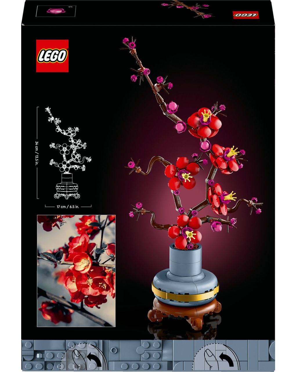 Lego icons 10369 albicocco giapponese, fiore finto artificiale da costruire per adulti, idea regalo per donna, uomo, lei o lui