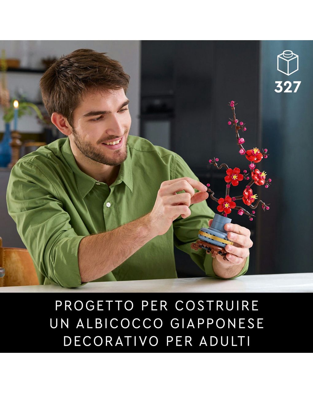 Lego icons 10369 albicocco giapponese, fiore finto artificiale da costruire per adulti, idea regalo per donna, uomo, lei o lui