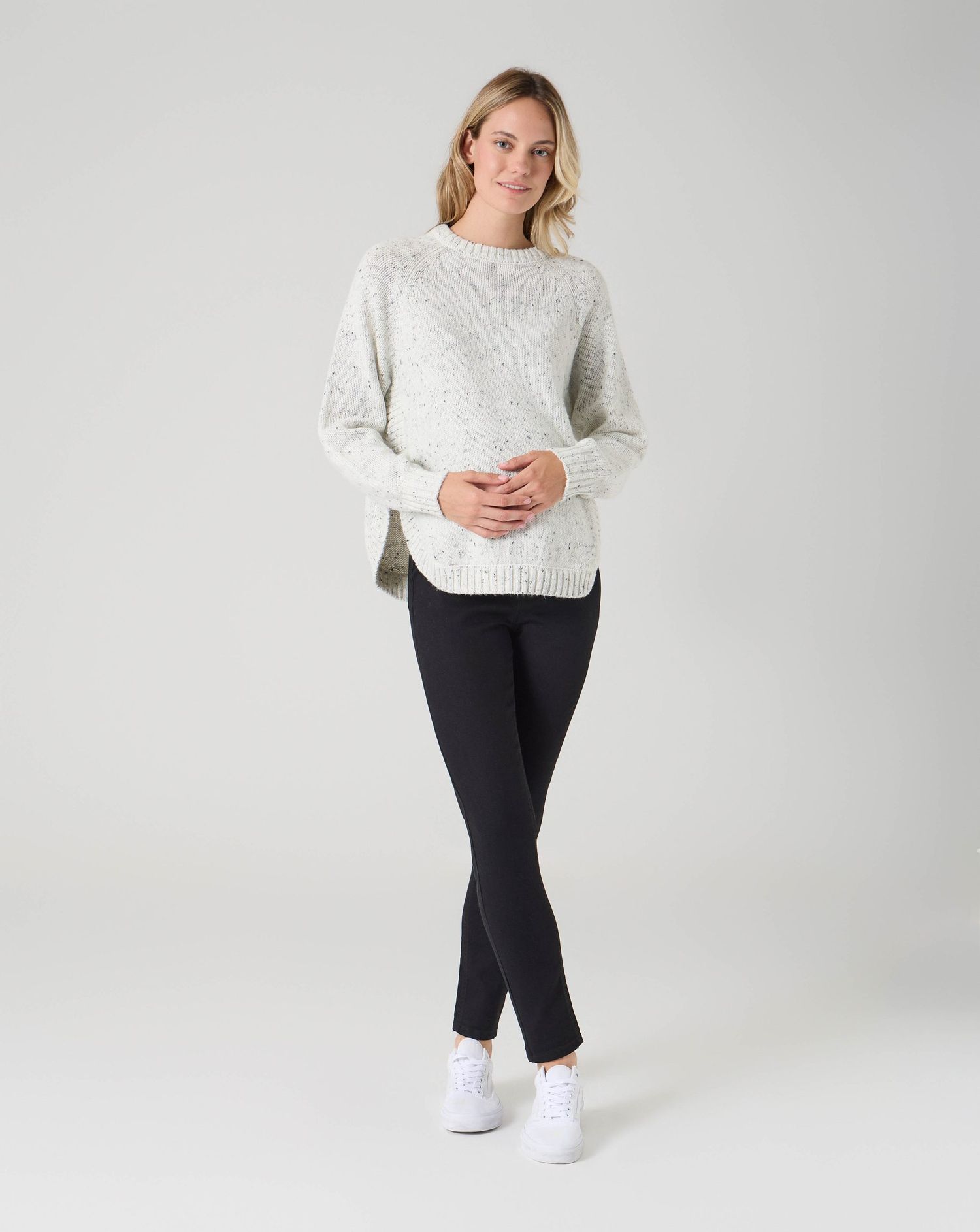Maglione premaman a manica lunga grigio chiaro melange
