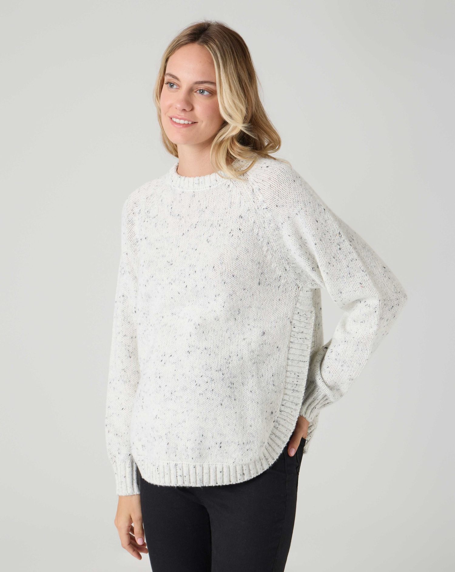 Maglione premaman a manica lunga grigio chiaro melange