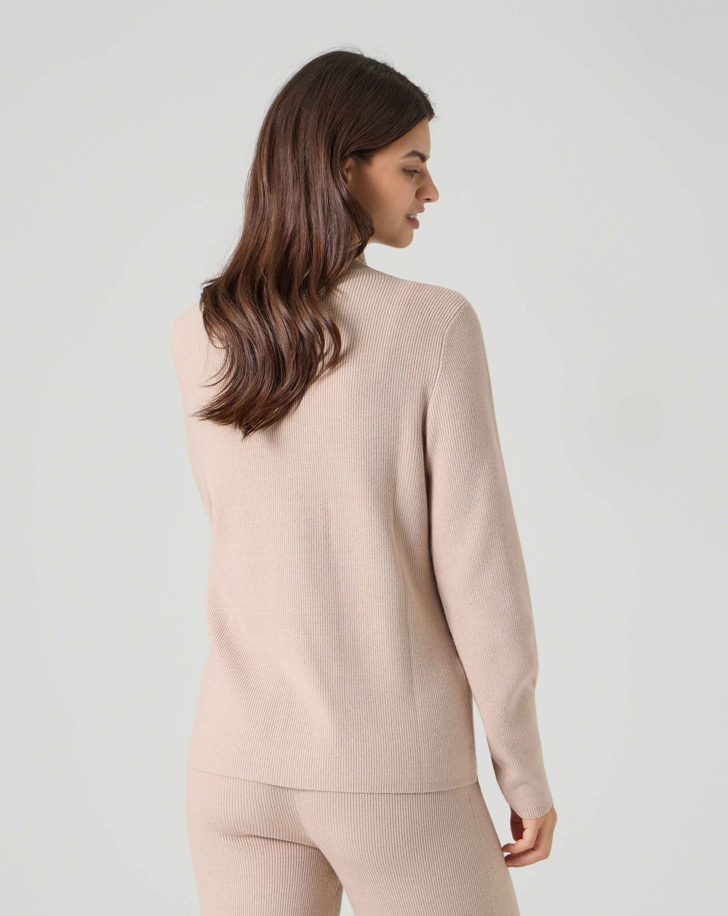 Maglione allattamento premaman a costine beige