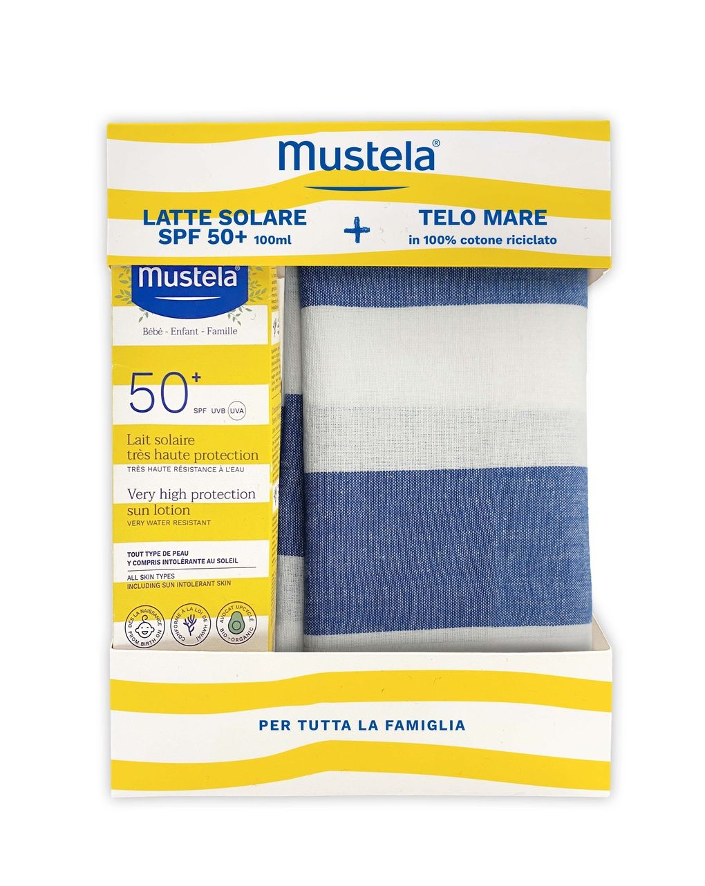 Cofanetto telo mare + latte solare 100ml - mustela
