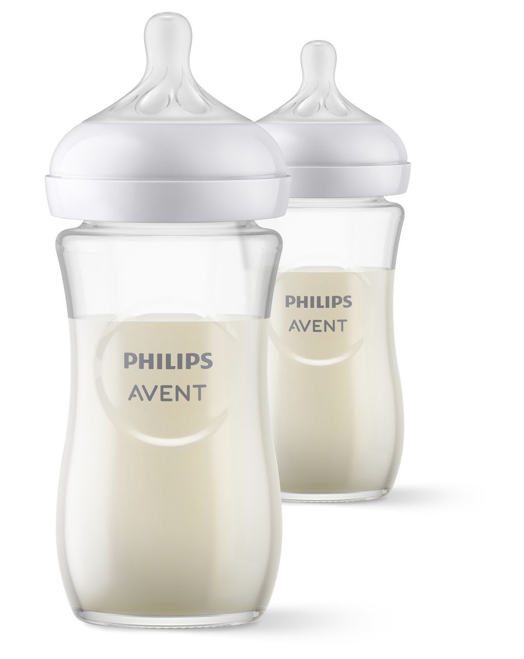 Biberon natural response set 2 biberon in vetro 240ml tettarella a flusso medio 1m+ 3-6 mesi - philips avent