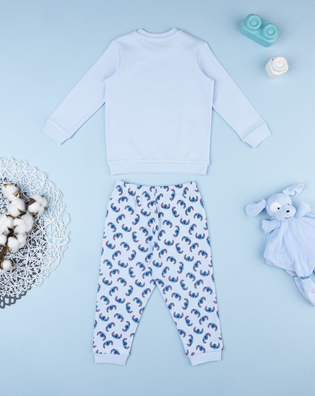 Pigiama 2 pezzi interlock bimbo azzurro stitch