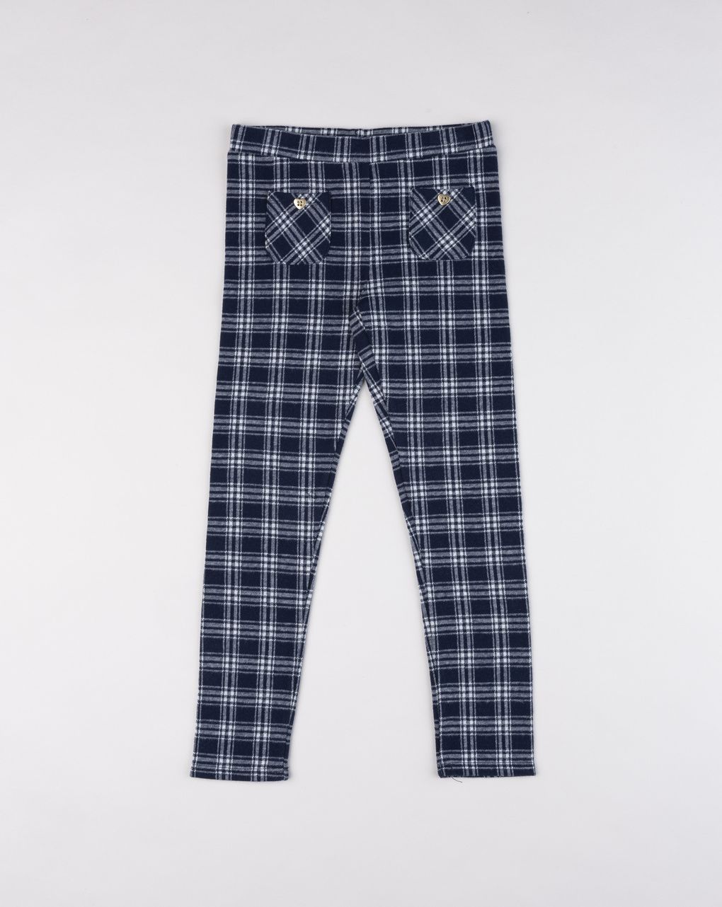 Leggings da bambina a quadri blu scuro