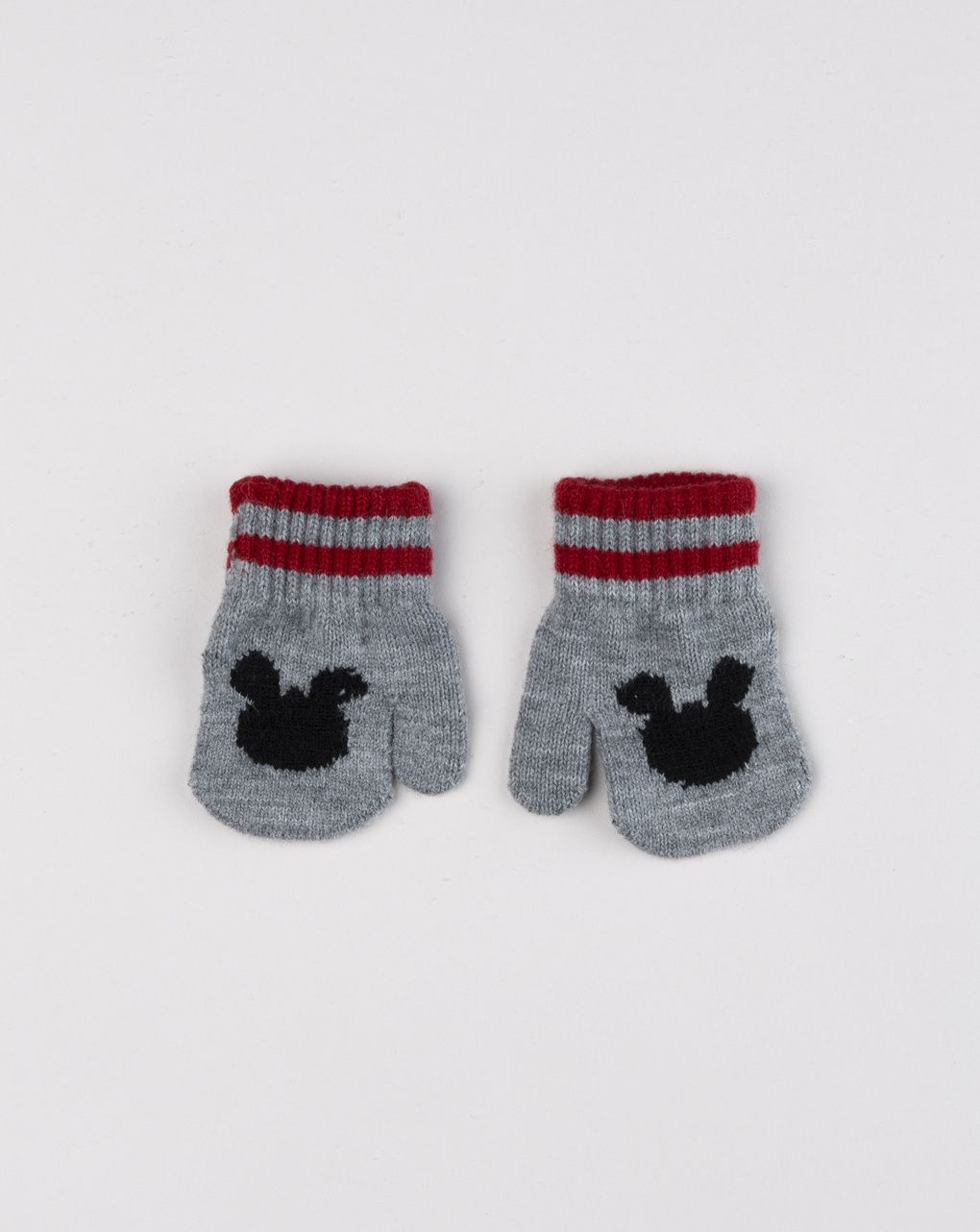 Muffole bimbo in maglia grigia con profilo mickey mouse