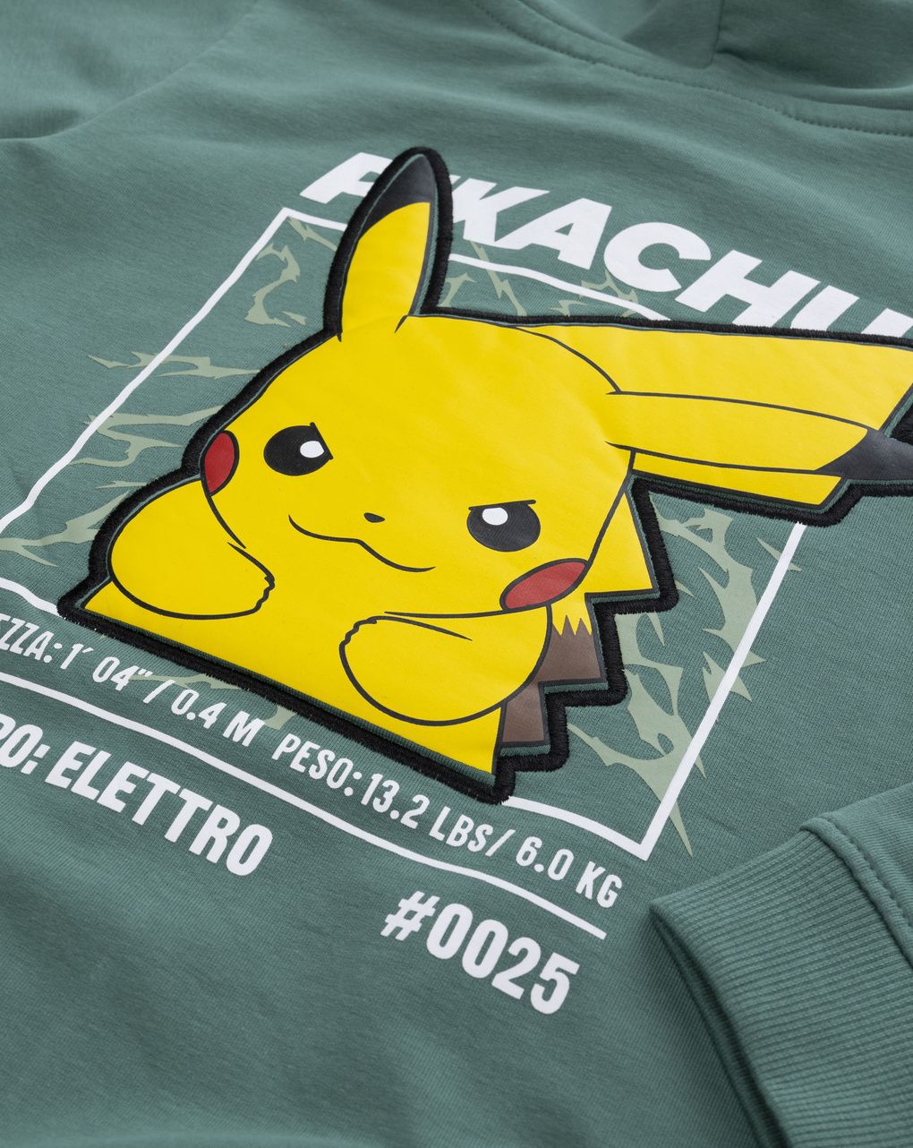 Tuta sportiva felpata verde bambino "pokemon - pikachu active"